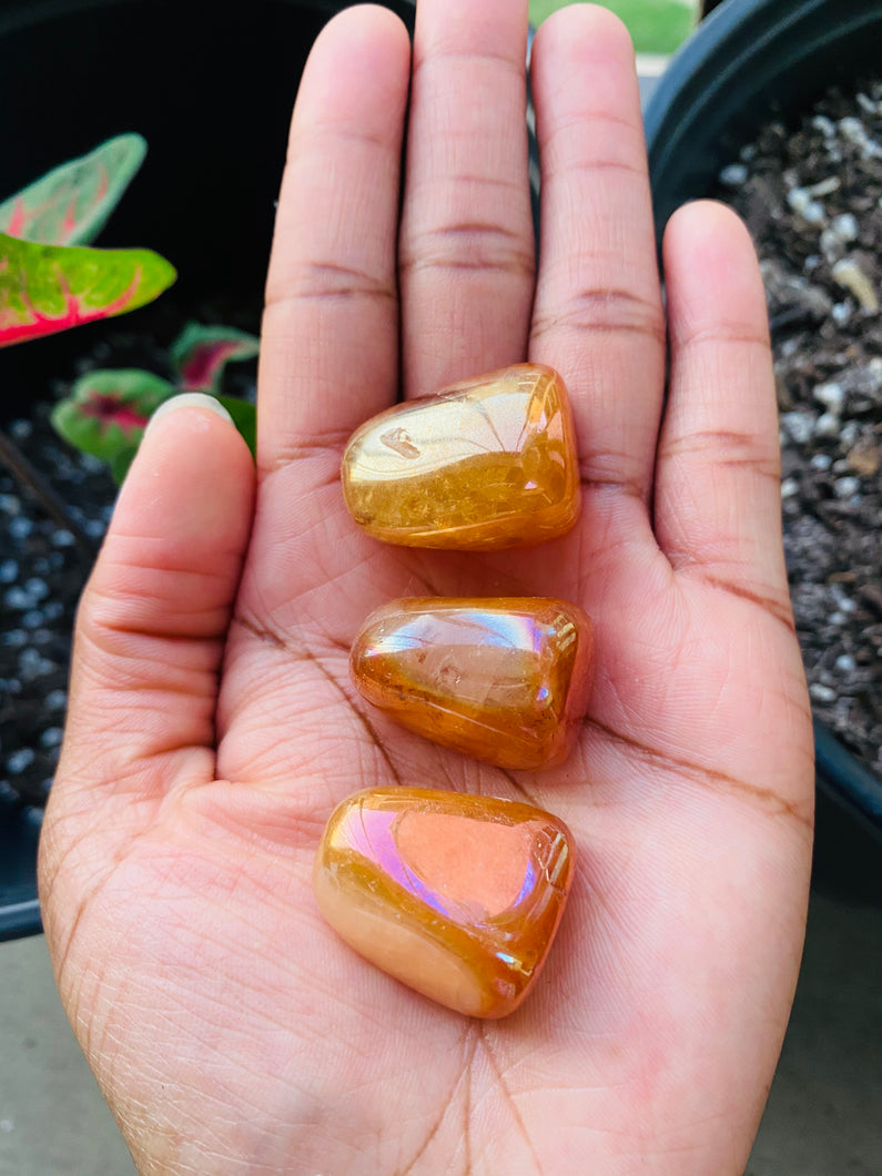 Orange Aura Rose Quartz